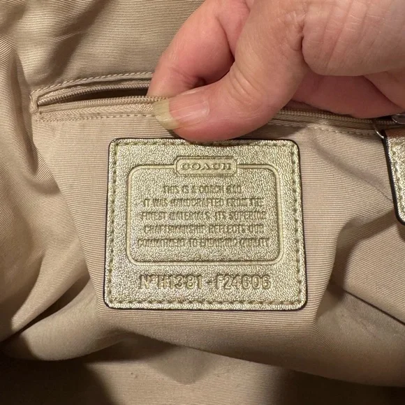 Coach Peyton Signature Cora Domed Satchel Handbag 24606 Gold/Brown! GUC!! - Picture 11 of 12